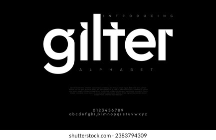 Gilter creative modern urban alphabet font. Digital abstract moslem, futuristic, fashion, sport, minimal technology typography. Simple numeric vector illustration