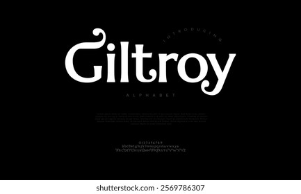 Giltroy typography beauty fashion elegant minimalist serif italic fonts decorative wedding vintage retro logos. Minimal luxury font alphabet logo. Vector illustration