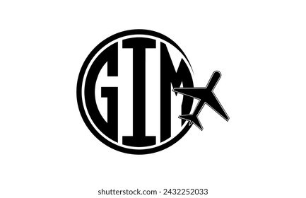 Vector de diseño del logotipo del círculo de la agencia de viajes y del tour de la carta inicial de GIM. agencia de hajj Umrah, abstracto, agencia de turismo, guía turístico, emiratos, aerolíneas, vuelo del avión, negocio, monograma, marca, empresa