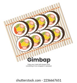 Gimbab traditional Korean food with rice wrapped in seaweed