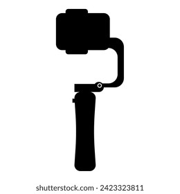 Gimbal estabilizador móvil para smartphone cámara teléfono celular icono de cámara fija color negro imagen vectorial estilo plano