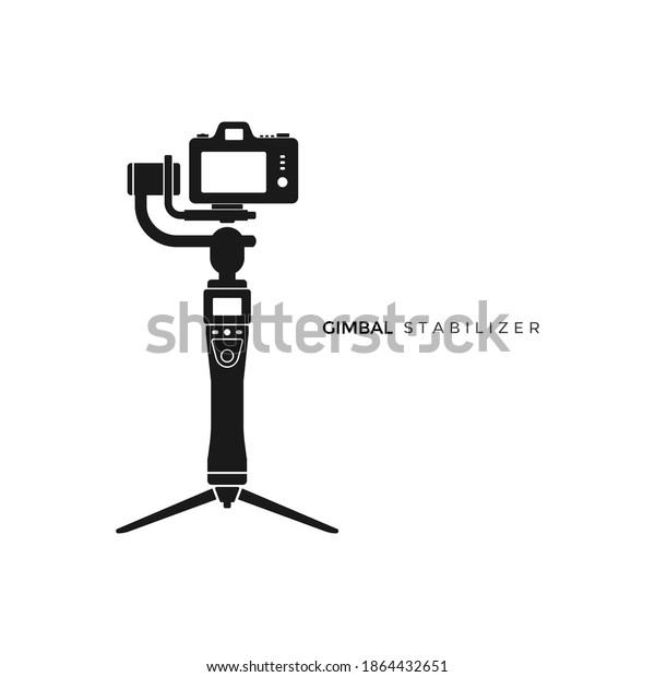 gimbal stabilizer for camera and smartphone, flat\
icon design, illustration, isolated on white background -\
Vector