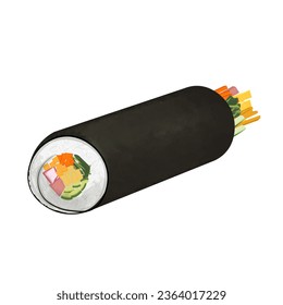 Gimbap Or Kimbap Korean Rice Roll Illustration Logo