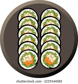 Vista superior de Gimbap. Platos tradicionales de rollo de corea