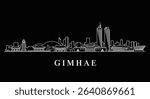 Gimhae skyline with South Korea, and vector silhouette.