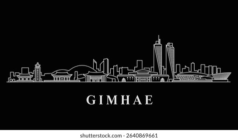 Gimhae skyline with South Korea, and vector silhouette.