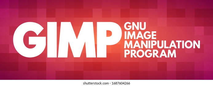 GIMP Gnu Image Manipulation Program - free and open-source raster graphics editor used for image manipulation and image editing, acronym text concept background