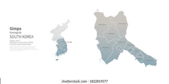 Gimpo map. Map by Administrative Region of Korea.