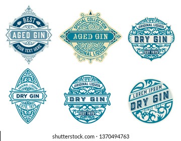 Gin badgets set. Vector layered