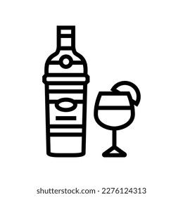 gin drink bottle line icon vector. gin drink bottle sign. isolated contour symbol black illustration