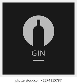 Gin. Drink Logo. Bottle Icon Template. Vector Illustration