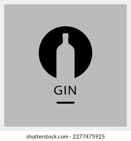 Gin. Drink Logo. Bottle Icon Template. Vector Illustration
