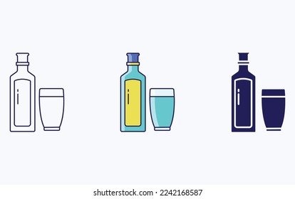 Gin Glass and Bottle illustration icon