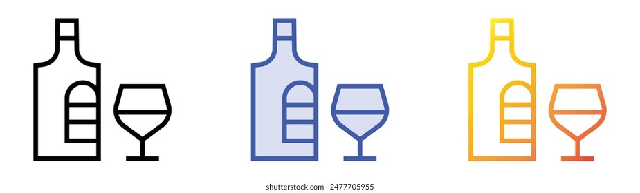 gin icon. Linear, Blue Fill and Gradient Style Design Isolated On White Background