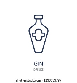 Gin icon. Gin linear symbol design from drinks collection. Simple outline element vector illustration on white background