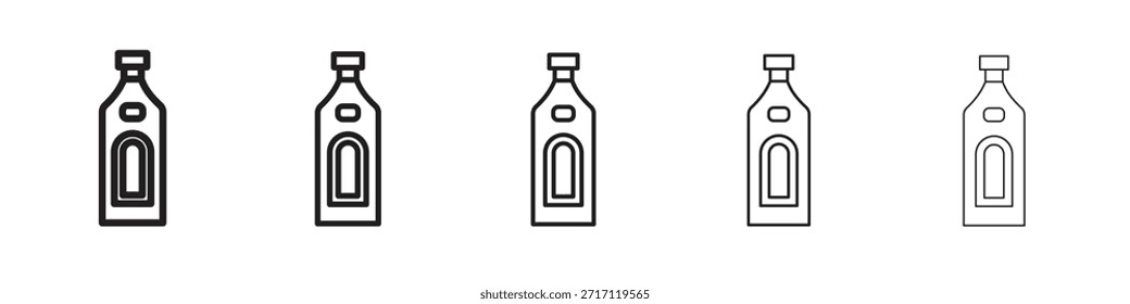 Símbolo de ícone Gin em linha fina, contorno preto e estilo de traçado