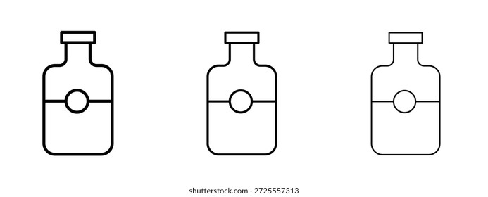 Símbolo de linha fina do ícone de Gin no plano de fundo branco, ilustração vetorial de traçado editável