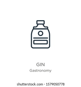 Gin icon. Thin linear gin outline icon isolated on white background from gastronomy collection. Line vector sign, symbol for web and mobile