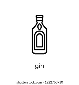 gin icon. Trendy modern flat linear vector gin icon on white background from thin line Drinks collection, outline vector illustration