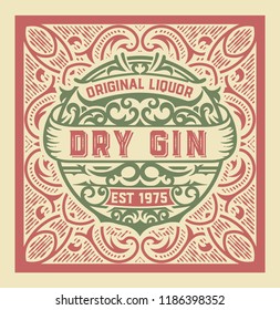 Gin label design. Vintage style