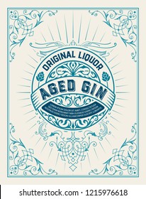 Gin Label With Floral Frame