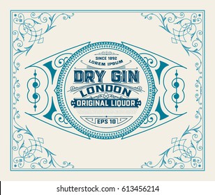 Gin label with floral frame