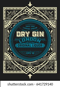 Gin label with floral frame