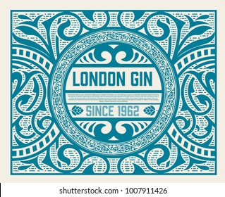 Gin label with floral ornaments