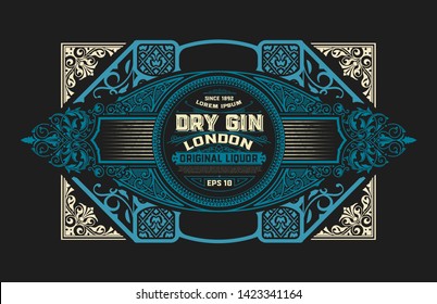Gin label with floral ornaments