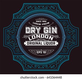 Gin label with floral ornaments