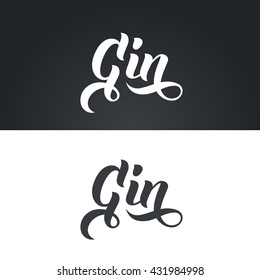 Gin label hand lettering. Handmade vector calligraphy collection