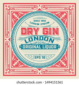 Gin label for packing with floral ornaments