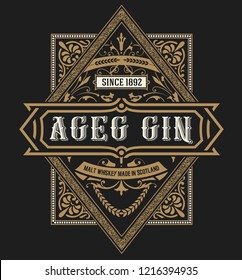 Gin label. Vintage style