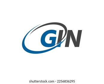 GIN letter creative modern elegant swoosh logo design