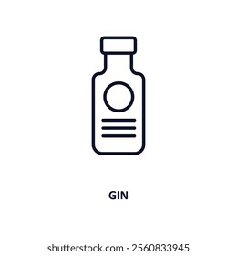 gin outline icon.  Thin line icon from gastronomy collection. Editable vector isolated on white background