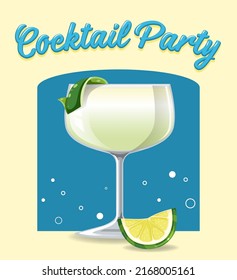 Gin and tonic cocktail in the glass illustration