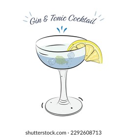 Gin And Tonic Cocktail Icon Vector Design.
