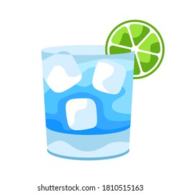 Gin and Tonic cocktail illustration. Stylized image of alcoholic beverage.