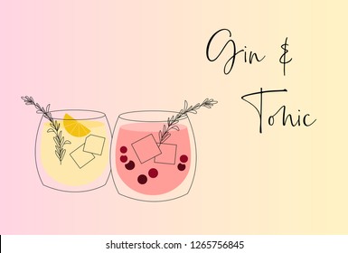 Gin and tonic cocktail minimal design