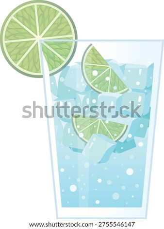 Gin and Tonic cocktail, vector illustration isolated on white background