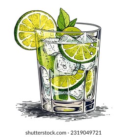 Gin and Tonic Colourful Illustration