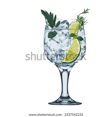 Gin and tonic drink with ice