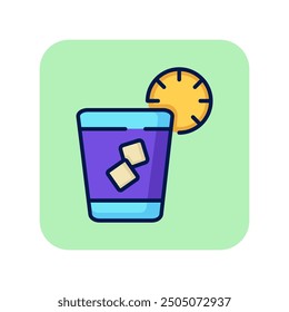 Gin and tonic line icon. Ice cube, glass, lime. Bar concept. Vector illustration can be used for topics like aperitif, party, strong drink