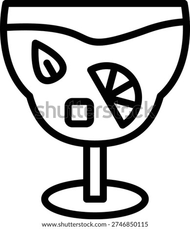 Gin Tonic Line Icon and Vector