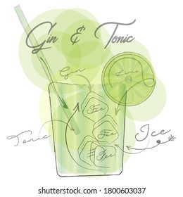 Vector Gin & Tonic sobre fondo blanco