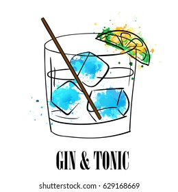 Gin tonic vector sketch