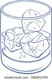 Gin Tonic Whiskey Glass with ice cubes
