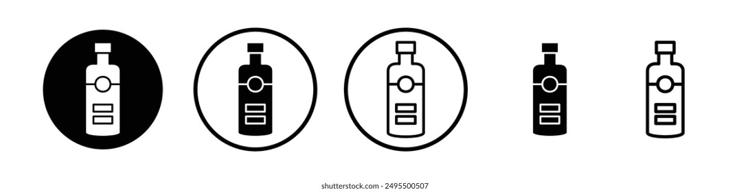 Gin vector icon set in black and white color.