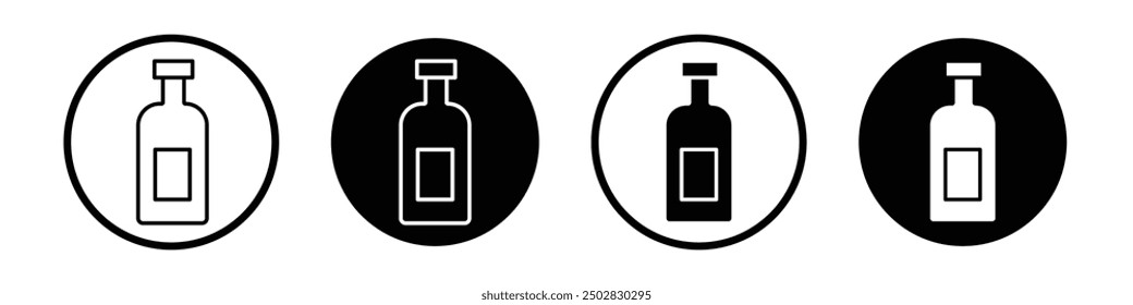 Gin vector icon set black filled and outlined style.