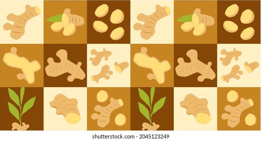 Ginger abstract seamless geometric vector pattern for packaging design